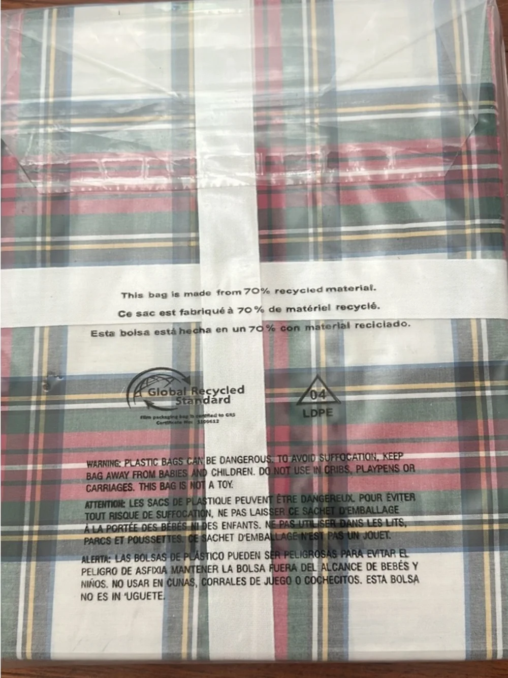 New in package. Pottery Barn Stewart Plaid Shower Curtain discontinued 72”
